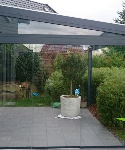 Glasschiebewand anthrazit
