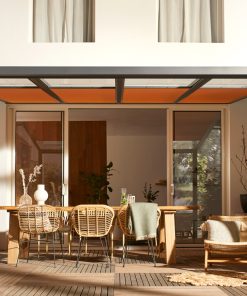Terrasoverkapping plissé oranje front